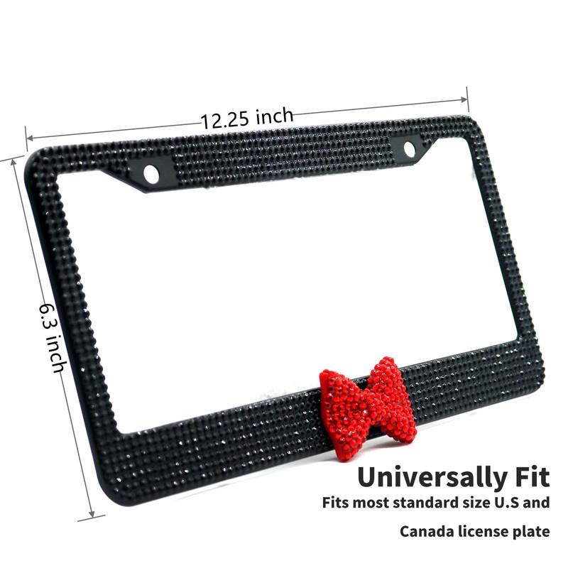 2 Pack Bling Rhinestone License Plate Frames for Women, Cute