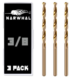3/8" Inch Cobalt Drill Bits - 3 Pack of M35 Cobalt Drill Bits with Storage Case - Perfect Drill Bits for Metal, Hardened & Stainless Steel, Cast Iron, and More!