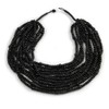 Avalaya Statement Multistrand Layered Bib Style Wood Bead Necklace In