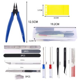 Dulynva 23 Stück Modellbau Werkzeug Set Modelbau Bastelwerkzeug für Gundam Modell Werkzeuge mit Kunststoffbox Bastelmesser Pinzette Modellbau Zange für Auto Modell Bausatz DIY Reparatur