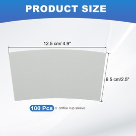 sourcing map 100pcs Disposable Coffee Cup Sleeves, Cardboard Cup Sleeves for Paper Cups Insulation Hand Protection, Hot Drink Holder for Home Office Use Gray