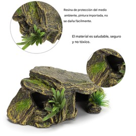 YOUTHINK Tortuga Reptil Hábitat Cuevas de escondite, Acuario Pecera Escondites de Reptiles Cueva anfibia Refugios Seguros