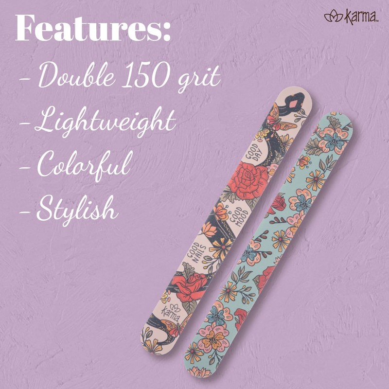 Karma, Emery Board, Colorful Nail File 2-Pack, 1580 Grit Nail