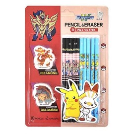 1 Pack of Pikachu Pencil Set, 10 B Pencils and 2 Erasers. Packaging and Design May Vary. 1 Random Pack will be sent.