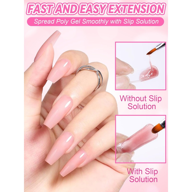 EBANKU Poly Gel Slip Solution Kit - 75ml Anti-Stick Nail
