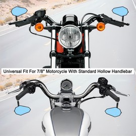 DgNeLai Motorcycle Handlebar Bar End Mirrors CNC Aluminum Alloy Rear View Side Mirror 22MM 7/8" Inch Handle Universal for M8/M6 Standard Super Sport Naked Street Bike Cruiser Scooter Minimoto
