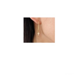 JENNYandJUDE Gold Fill Cross Box Chain Threader Earrings also in Sterling Silver