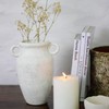 roro Handmade Rustic Ivory-White Prunus Ceramic Vase with Ear Handles,