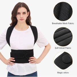WELEQUT Posture Corrector for Women and Men, Upgraded Full Back Brace Support, Adjustable Shoulder Straightener for Improving Back Posture(L, 35.5"-41.5" Waist)