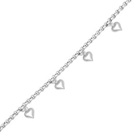 Silverly Sterling Silver Chunky Rolo Chain Bracelet With Puffed Heart Charms - Hanging Charm Bracelets for Women - Valentine's Day Gift for Her - Bridal Jewellery - Thick Chain Design