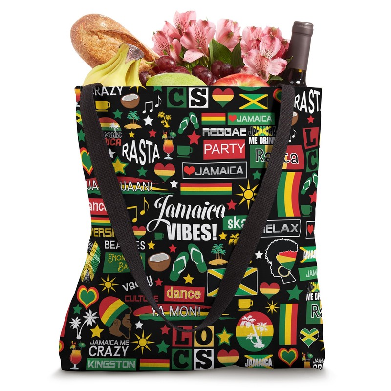 Jamaica Vibes Vacation Souvenir Tropical Pattern Tote Bag