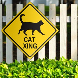MOLESS Cat Crossing Signs - 12 × 12″ Street Sign with "CAT XING" for Road Sign Room Decor, Indoor/Outdoor Use