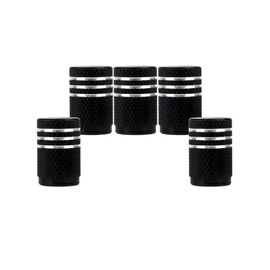 SENZEAL 5 x Silber um Motorrad Ventil Kappen Aluminium Reifen Kappen Schwarz