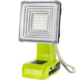 GRVODFRTA 25W 2000LM Cordless LED Work Light Compatible with Ryobi One 18V Battery Portable Flood Lights for Outdoor Indoor Workshop Job Site, LED Floodlight with Pivoting Head/USB Port(No Battery)