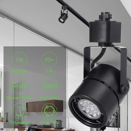 INTWELL 12 Pack LED Track Light Heads,7W H Type Track Lighting Heads for Ceiling Spotlight Wall Art Exhibition Lighting,Kitchen,Accent Task 4000K Neutral White 36°Angle Black Track (Black)