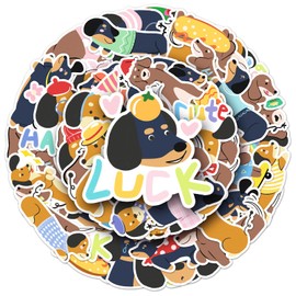 Dachshunds Stickers for Laptop(50 Pcs),Gift for Kids Teens Adults Girl,Wurst Hund Waterproof Decals Water Bottle,Vinyl Stickers Scrapbook,Journal,Dairy,Skateboard