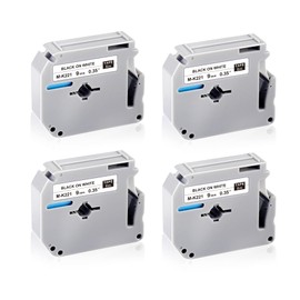 UNOKA M-K221 Compatible Brother M Tape 9 mm 3/8 White Replacement Roll for Brother M-K221S MK221 M-K221SBZ, PT-65 Tapes 9 mm for Brother P-touch M95 65 60 90 75 55 85 80, Black on White