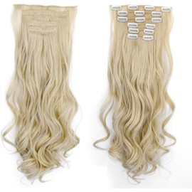 6Pcs 16 Clips 50cm Wavy Curly Full Head Clip in on Double Weft Hair Extensions
