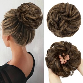 SARLA Messy Bun Hair Piece for Women Girls Synthetic Scrunchies Buns Extension Hairpieces Updo Pony Tail Coffee Brown