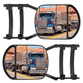 Towing Mirror with 360 Degrees Rotation, Stable Clamp On Tow Mirrors, Anti-Slip Dual View Mirror Extensions for RV Safe Driving Adjustable, 2 Pieces
