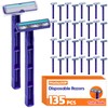 Twin Blade Disposable Razors, Bulk 135 Pack, Blue