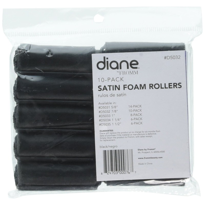 Diane Satin Foam Rollers, 7/8 Inch, 10 Count