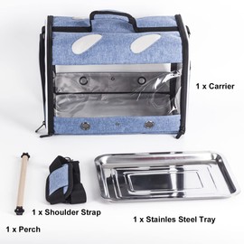ORIZZP Bird Carrier, Bird Travel Carrier for Parrot with Wooden Perch and Tray, Bird Carrying Carrier(Blue, Bird Carrier)
