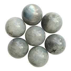 Manekieko 7 Pcs Natural Moonstone 2cm Crystal Sphere Ball Set,Feng Shui Chakra Aura Home Desk Decor Decorative Collection
