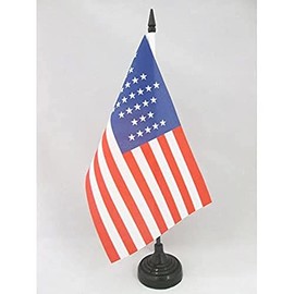 AZ FLAG USA 33 stars Table Flag 5'' x 8'' - US - American Desk Flag 21 x 14 cm - Black plastic stick and base