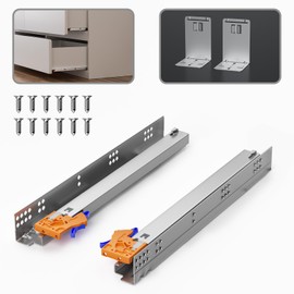 SIGOEI 12 15 18 21 24 Inch Bottom Mount Soft Close Drawer Slides - Full Extension Concealed Rails Track - 80 lb Load Capacity - 1 Pair (Soft Close with Bracket，24 Inch)