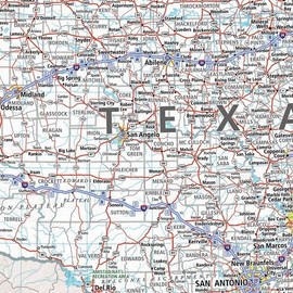 MapSherpa: Texas State Wall Map - Compact - 15.5 x 16 inch Poster - Front Lamination