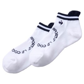 Cox Sportif LG4FSO00L Women's Socks, Ankle Length, Non-slip, Foot Pile, Arch Support, Sports, Golf, WHNV (White Navy)