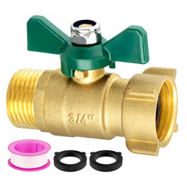 Kruuvax Garden Hose Shut Off Valve, 3/4'' Heavy Duty Water Hose Shut Turn Off Valve, Full Flow Water Shut-Off Connector, Hose Ball Valve Adapter Coupling with 360 Degree Rotatable Swivel Joint