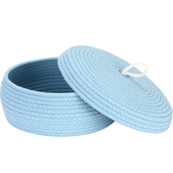 Sea Team Elegant Round Cotton Rope Storage Basket with Lid