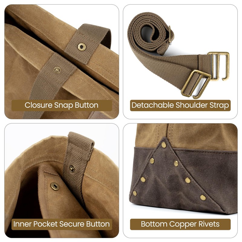 OneTigris Waxed Canvas Tool Tote Bag with Removable Tool Roll