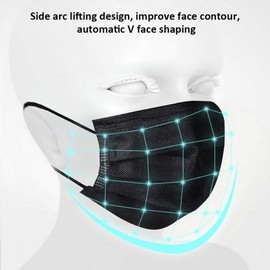 Black Disposable Safety Mask 3 Layer Protection Face Mask for Adults 50 pcs