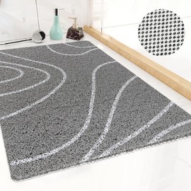 Lurowo Shower Mat, Non-Slip, PVC Loofah Shower Mat, Massage, Soft Comfort Shower Tray Mat, Quick Drying Shower Non-Slip Mat for Bathroom Shower Trays (Leaves, 53 x 53 cm)