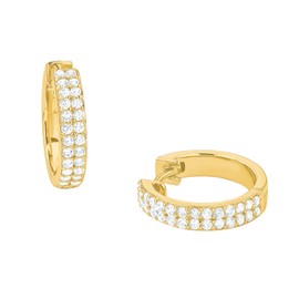 s.Oliver 2030740 Women's Creole Earrings 925 Sterling Silver with Synthetic Zirconia 1.7 cm Gold Comes in Jewellery Gift Box, medium, Sterling Silver, Created Cubic Zirconia