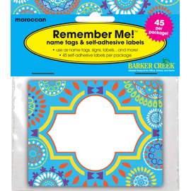 Barker Creek 3-1/2 x 2-3/4" Name Badges/Self-Adhesive Labels, Moroccan, 45-Count (LL-1530)