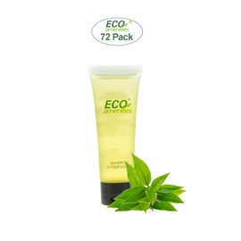 ECO amenities Shampoo Mini Flip-Cap Tubes - 1 fl oz (30 mL), 72 Count - Bulk Mini Shampoo Packs & Hotel Toiletries Bulk & Travel Toiletry Bottles - Green Tea Scent