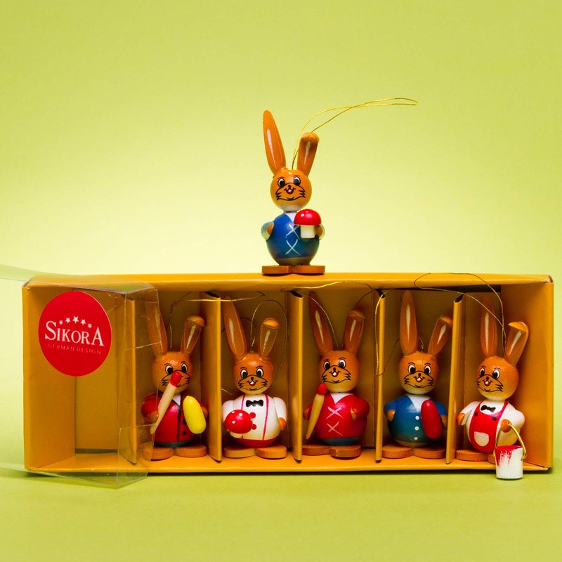 Sikora OD07 Easter Decoration Easter Bunny Figures Wooden for Hanging