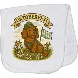 inktastic Oktoberfest Dachshund with Bavarian Flag Baby Burp Cloth White 46866