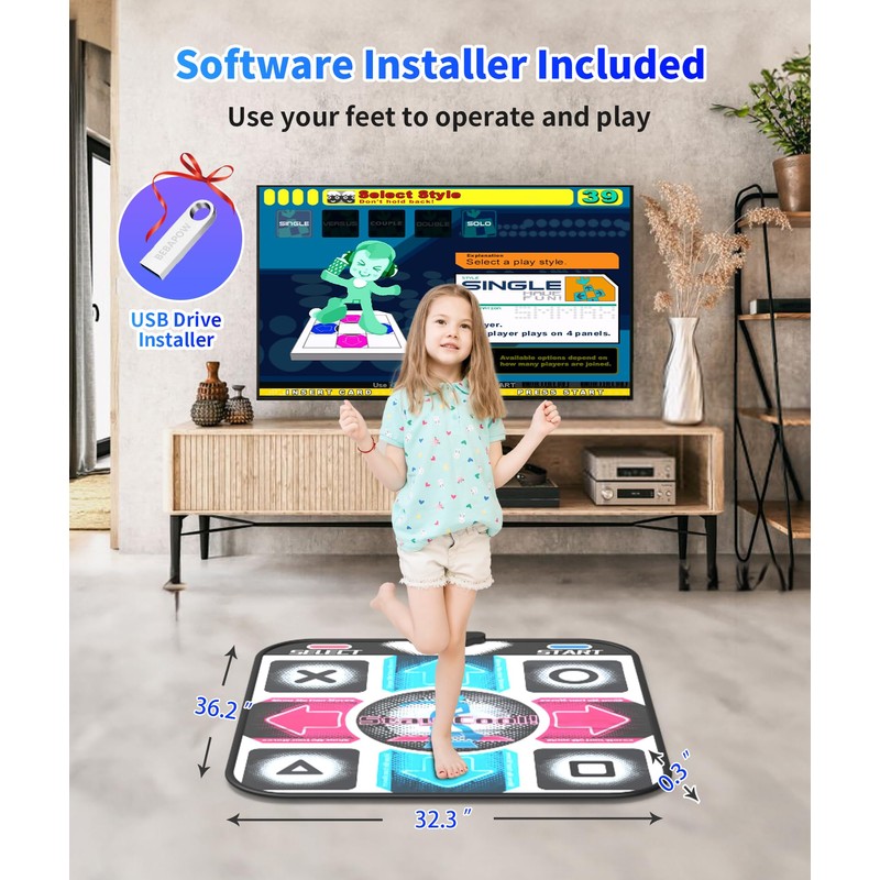 BEBAPOW USB Dance Mat for PC/Computer, Upgraded Dance Pad for