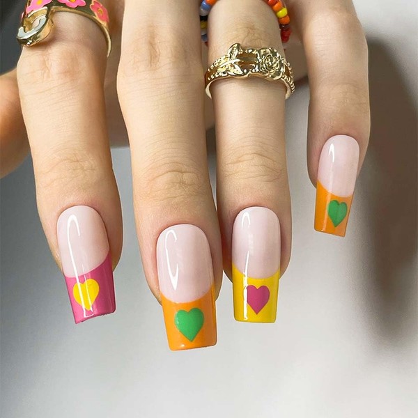 Redykat 24PCS Glossy Square Press On Nails, Salon Quality Nail