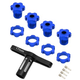 hopsupRC Upgrades Part for 1/10 E-Revo/Revo 3.3/E-Maxx/Summit/T-Maxx/Slayer Pro 4X4,Aluminum 17mm Wheel Nut & Wheel Hex & Splines Wheel Wrench Hops Up,Navy Blue
