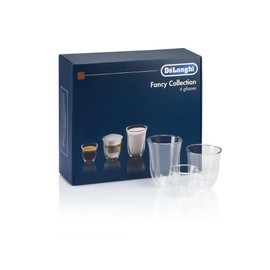 De'Longhi Fancy Collection Double Walled Thermo Espresso, Cappuccino and Latte Macchiato Glasses, (Set of 6), Clear