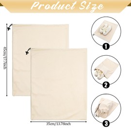 2 Piece 17.7" x 13.8" Travel Shoe Bags for Packing, Breathable Dust-Proof Drawstring Storage Pouch Bag, Flannel Shoe Pouch for Shoes, Toys, Purses, Handbags & Handbags