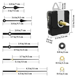 28mm Quartz Long Shaft Clock Movement Kit - DIY Wall Clock Mechanism with 1-1/10 Inch Shaft, 2 Pairs of Hands, Replacement Clock Repair Kit