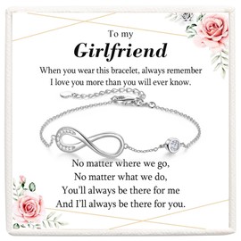 KORAS Gifts for Girlfriend, Girlfriend Bracelet Sterling Silver Infinity Girlfriend Gifts for Her, Romantic Jewellery Presents for Girlfriend on Birthday Christmas Valentines Day