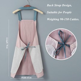 2Pcs Waterproof and Oil-proof Aprons for Kitchen, Cooking Aprons with Pockets, Adjustable Kitchen Bib Aprons for Women Men Chef, Can Wipe Hands, Blue/Pink.